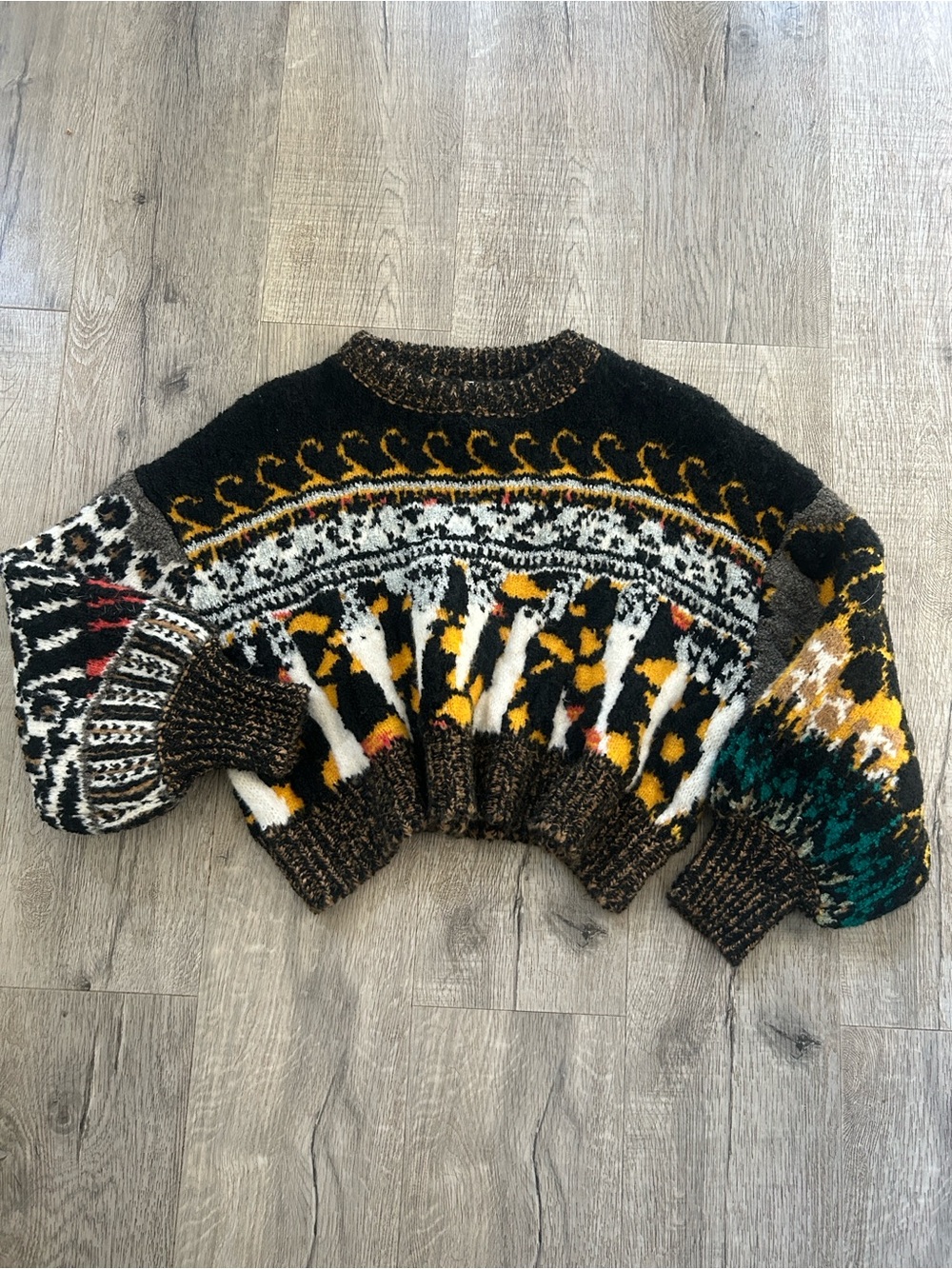 Pilcro Cropped Oversized Multicolored Cottagecore Cozy Sweater Women’s SZ - XS